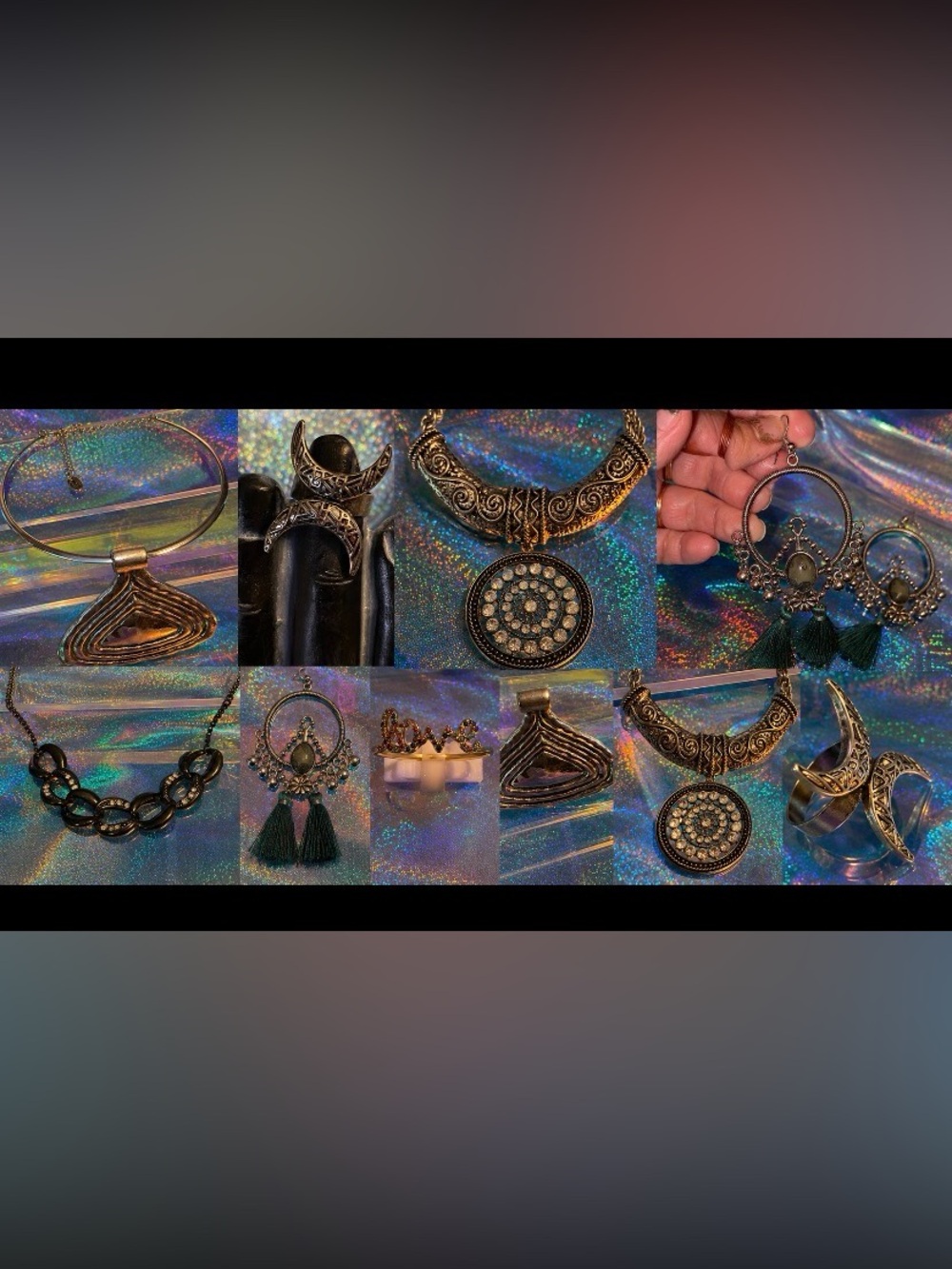 🌙 Silver-Tone Boho Statement Jewelry Bundle Necklaces, Earrings, Rings & More ✨